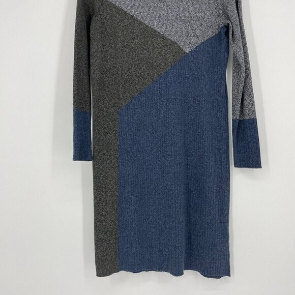Nic+Zoe Dress Women's Sz XS Gray Blue Colorblock Knit Funnel Neck Shift Pullover - Picture 5 of 7
